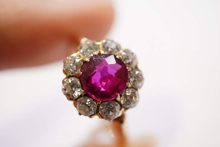 A fine ruby and diamond ring, circa 1900